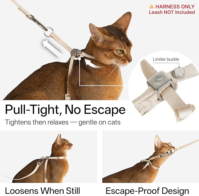 Escape Proof Cat Harness Anti-Choke Quick Release Adjustable QR Code Soft Nylon Durable Lightweight Figure 8 Cat Harness Anti Escape for Kitten Small Medium Large Cats (Space Gray, M)