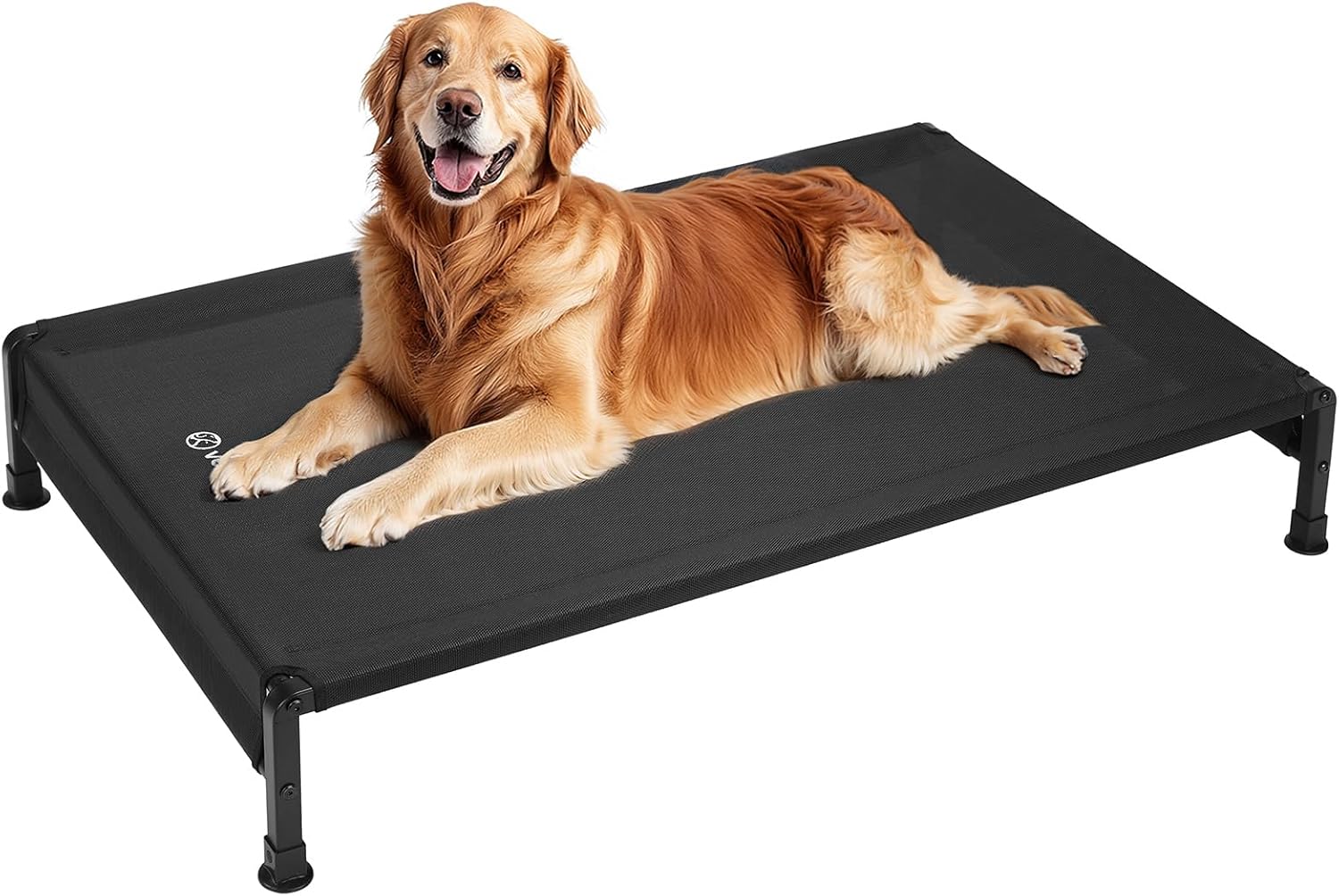 Veehoo Cooling Outdoor Dog Bed, Heavy Duty Elevated Pet Bed with Washable & Breathable Teslin Mesh, Non-Slip Silicon Feet, Dog Cot Bed with Support Hem, 47" x 29", Black, CWC2433 - Pet Explorer
