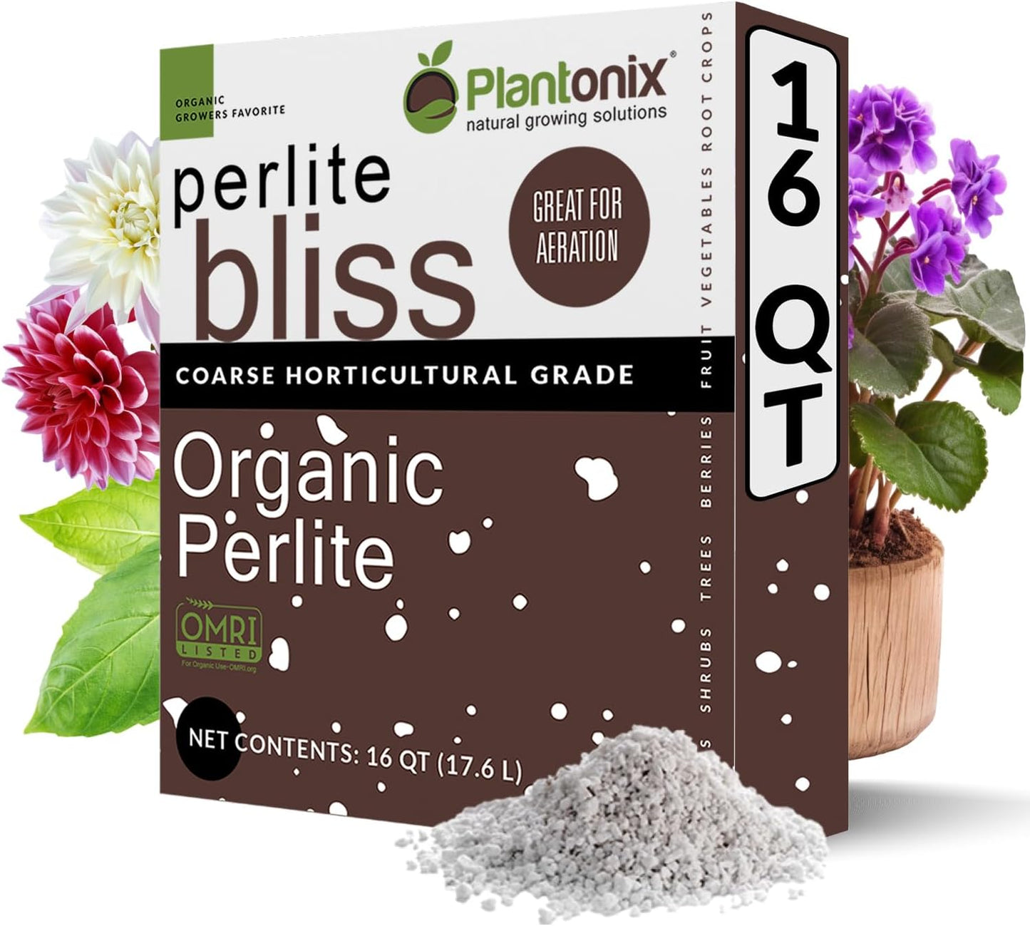 Perlite Bliss (16 Qts) - Organic Perlite for Plants - Coarse Perlite Bulk Soil Amendment - Chunky Perlite for Plants, Potting Soil, Garden Soil, & Coco Coir - Horticultural Perlite for Gardening - Pet Explorer