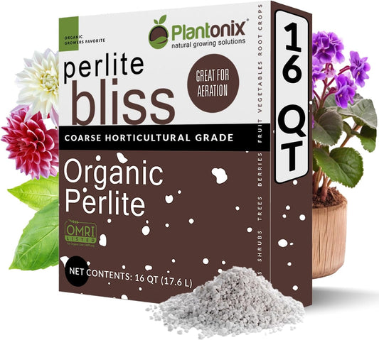 Perlite Bliss (16 Qts) - Organic Perlite for Plants - Coarse Perlite Bulk Soil Amendment - Chunky Perlite for Plants, Potting Soil, Garden Soil, & Coco Coir - Horticultural Perlite for Gardening - Pet Explorer
