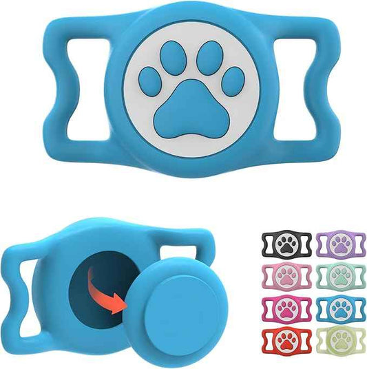 Waterproof Airtag Dog Collar Holder for Apple Air Tag, Silicone Dog Airtag Holder for Dogs & Cat Collars(Blue)