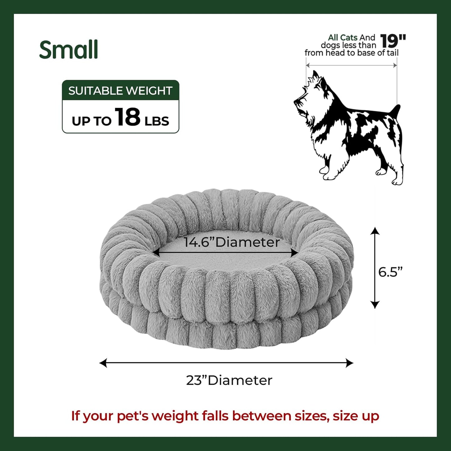 BALANCE Luxury Donut Dog Bed, 23 Inches Round Dog Beds for Small Dogs Washable, Orthopedic Calming Pet Bed for Puppy and Cats with Anti-Slip Bottom, Gray - Pet Explorer