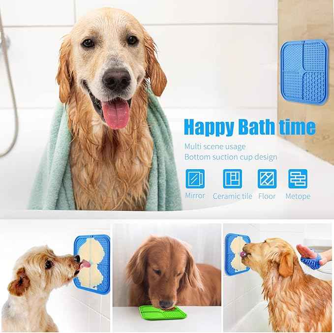 Lick Mat for Dogs, Premium Lick Pad with Suction Cups for Dog Anxiety Relief, Slow Feeder Dog Bowls, Bathing, Grooming and Training.