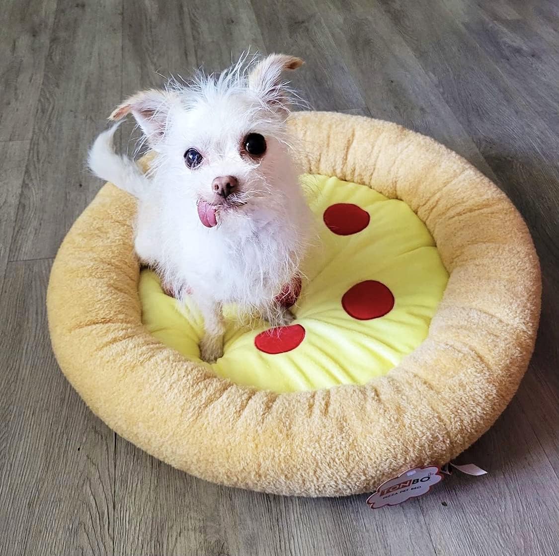 TONBO Soft Plush Small Cute and Cozy Food Dog Cat Bed, Washer and Dryer Friendly (Pizza) - Pet Explorer