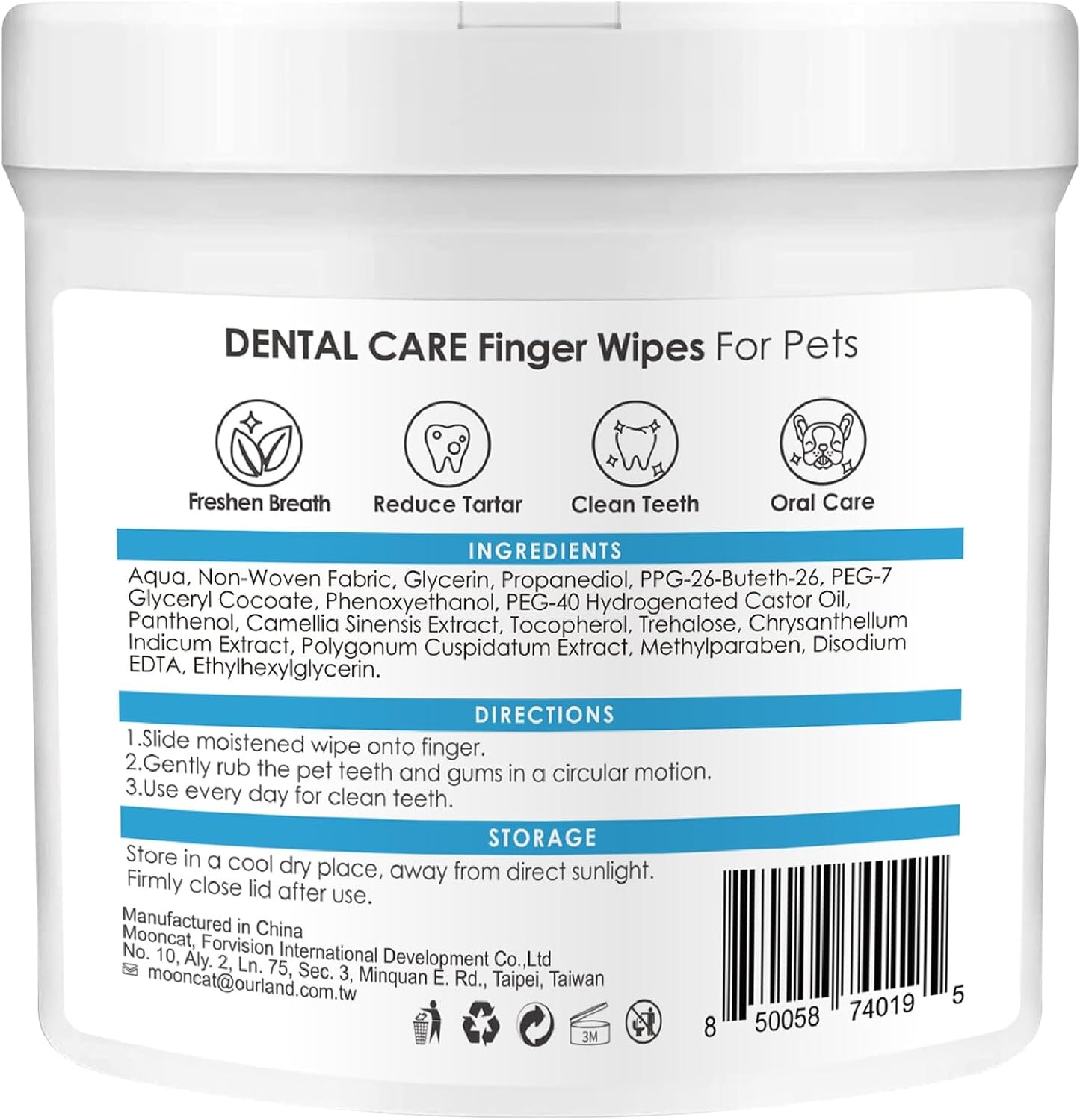 Mooncat Dental Finger Wipes for Dogs & Cats - Easy Teeth Cleaning to Remove Plaque, Tartar & Freshen Bad Breath - Gentle Tooth Wipes for Puppy & Kitten Care - 40 Counts - Pet Explorer