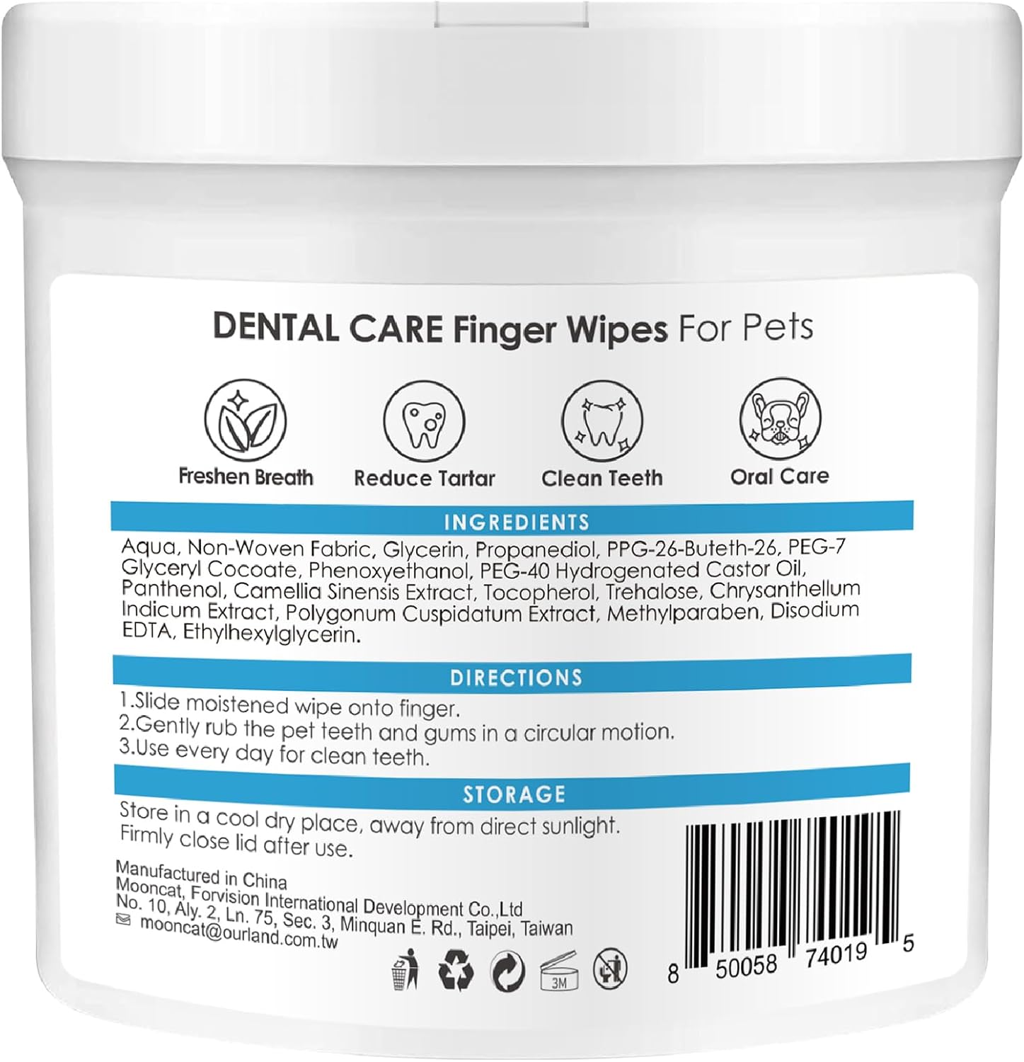 Mooncat Dental Finger Wipes for Dogs & Cats - Easy Teeth Cleaning to Remove Plaque, Tartar & Freshen Bad Breath - Gentle Tooth Wipes for Puppy & Kitten Care - 40 Counts - Pet Explorer