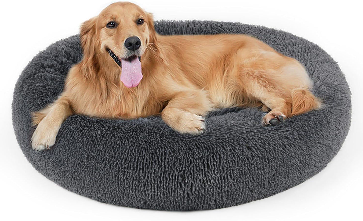Dog Bed, Cat Calming Bed, Faux Fur Pillow Pet Donut Cuddler Round Plush Bed for Large Medium Small Dogs and Cats - Pet Explorer