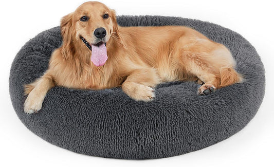 Dog Bed, Cat Calming Bed, Faux Fur Pillow Pet Donut Cuddler Round Plush Bed for Large Medium Small Dogs and Cats - Pet Explorer
