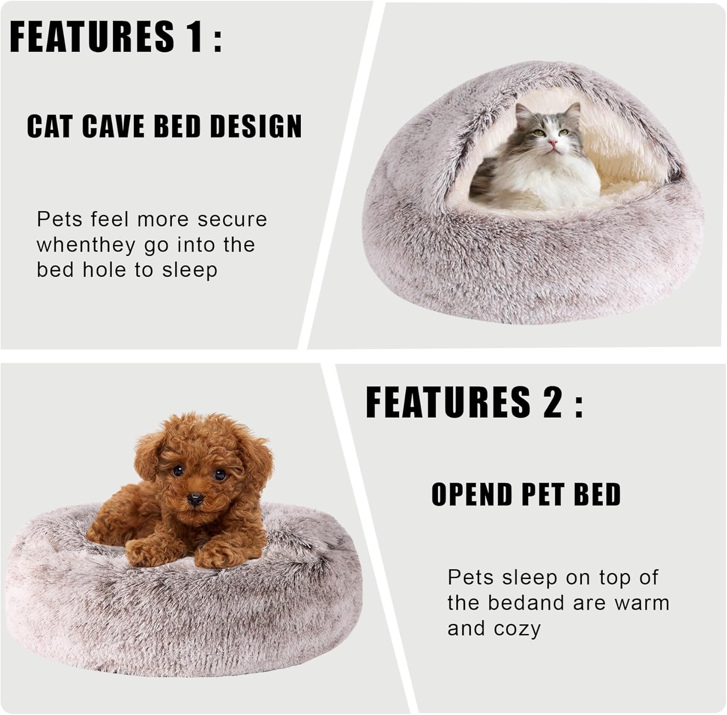 HYQ Small Dog Bed, Cat Beds for Indoor Cats Washable, Cozy Cat Cave Bed, Non-Slip Cat Beds, Calming Dog Bed with Hooded Cover, Dog Bed with Cover for Small Medium Pets (Coffee, 24×24 Inch) - Pet Explorer