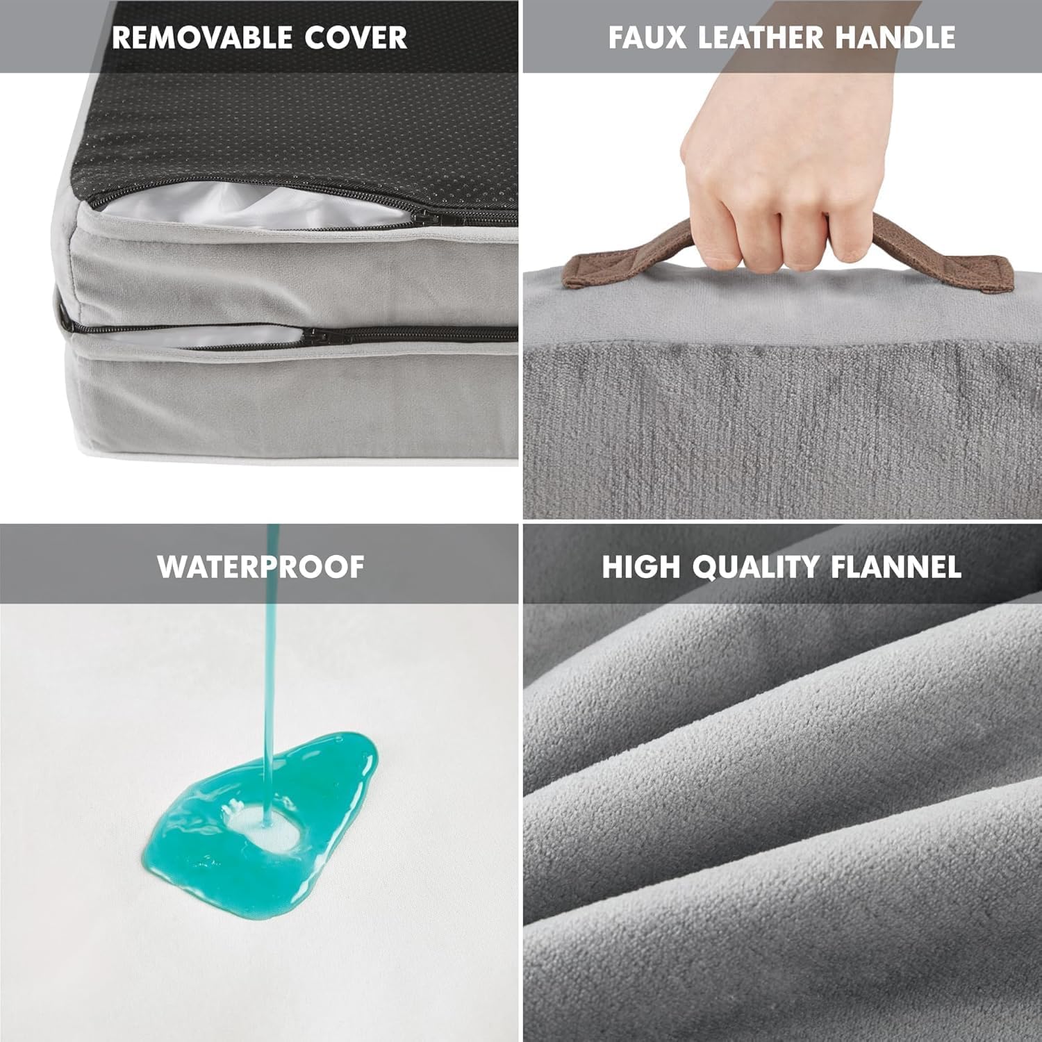 Friends Forever Orthopedic Dog Bed for Medium Dogs, Waterproof Memory Foam Dog Sofa Bed M with Removable Washable Cover, Ally Grey, 28x23x6.5 - Pet Explorer