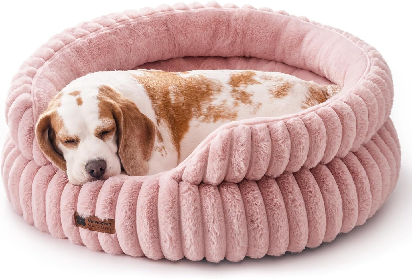MEWOOFUN Dog Bed for Medium Dogs, Washable Large Cat Beds for Indoor Cats, Donut Pet Bed for Dogs and Cats with Anti-Slip Bottom (Pink, 27"x27"x10") - Pet Explorer