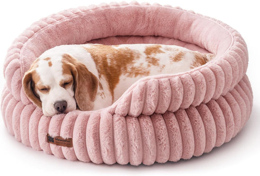 MEWOOFUN Dog Bed for Medium Dogs, Washable Large Cat Beds for Indoor Cats, Donut Pet Bed for Dogs and Cats with Anti-Slip Bottom (Pink, 27"x27"x10") - Pet Explorer
