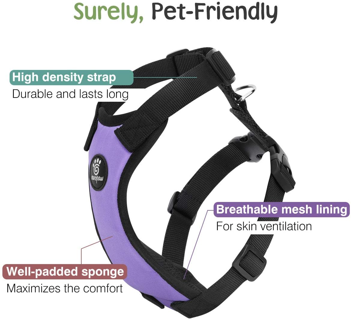 Dog Seat Belt, Safety Vest Dog Car Harness with Adjustable Buckle Dog Seat Belt for Vehicle Nylon Pet Safety Seat Belts Heavy Duty(L, Purple) - Pet Explorer