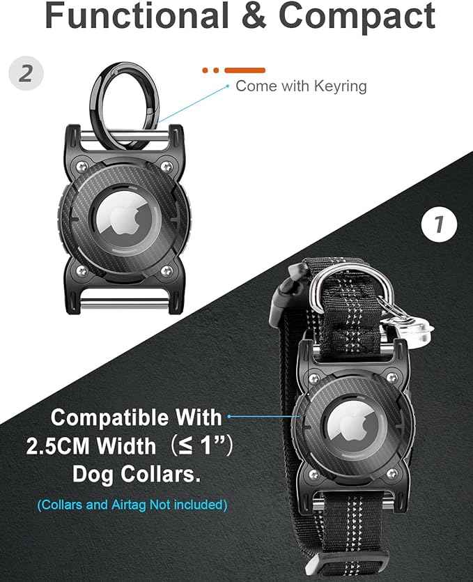 ONEONTA for Airtag Dog Collar Holder | Airtag Dog Waterproof - Airtag Holder for Dog Collar with Removable Metal Loop, Sturdy TPU, Lightweight, Compact Size, Fits 1" Width Collar, Red