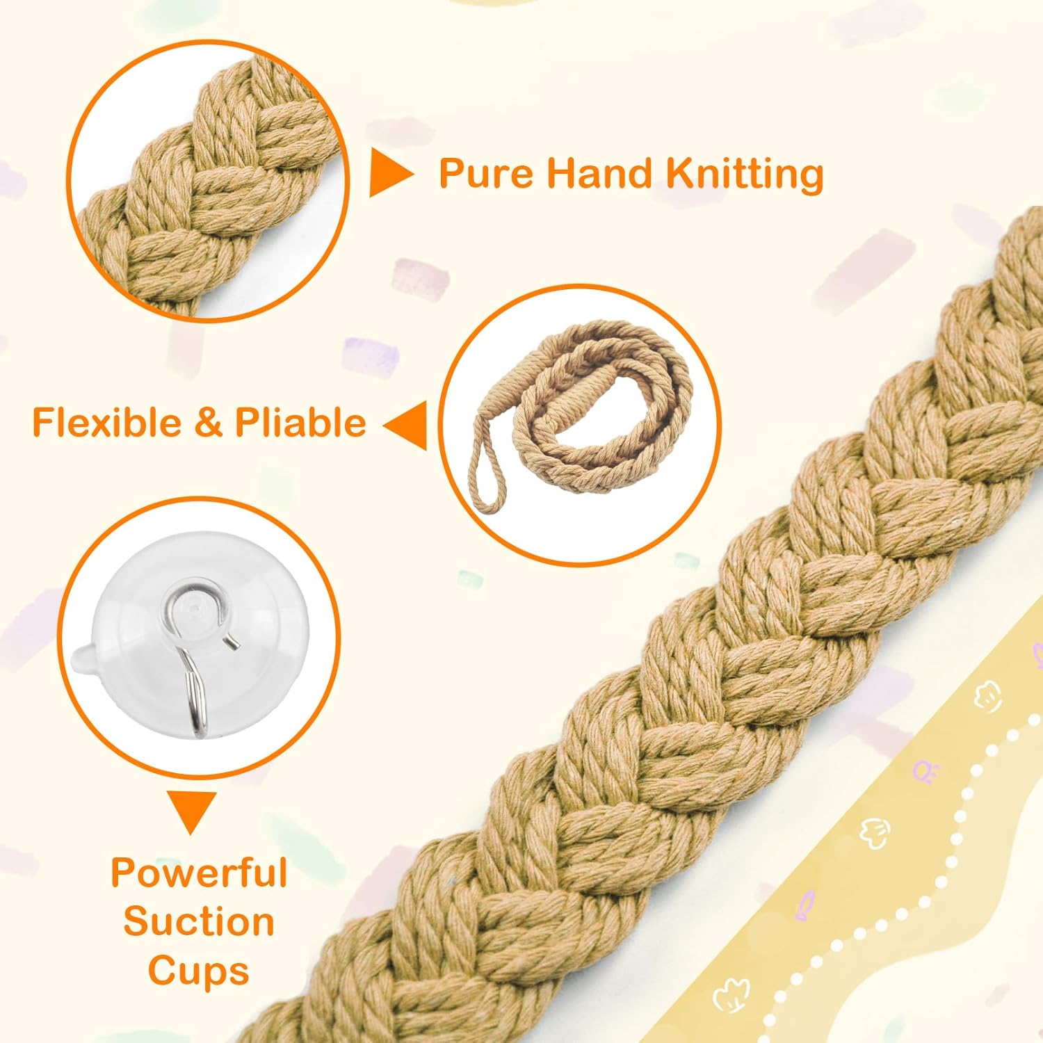 2PCS Hermit Crab Climbing Toys,Hermit Crab Rope Ladder Decor Reptile Hanging Vines Toys Hermit Crab Supplies Reptiles Habitat Tank Terrarium Accessories for Lizard Leopard Gecko Tree Frog(Flaxen) - Pet Explorer