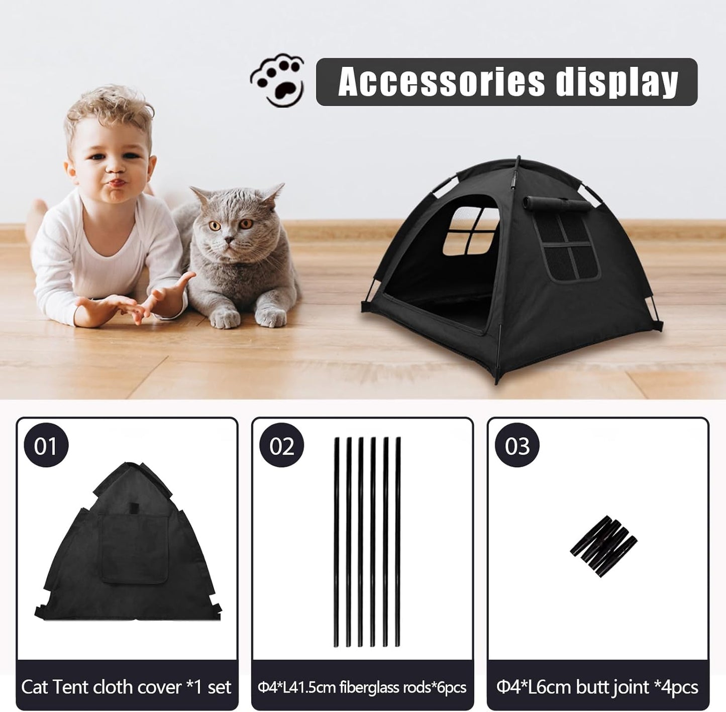 Cat Tent House、Cat's Nest, Quick Assembly and disassembly, Portable Indoor/Outdoor pet Tent House for Cats, Puppies and Other Small Animals - Pet Explorer