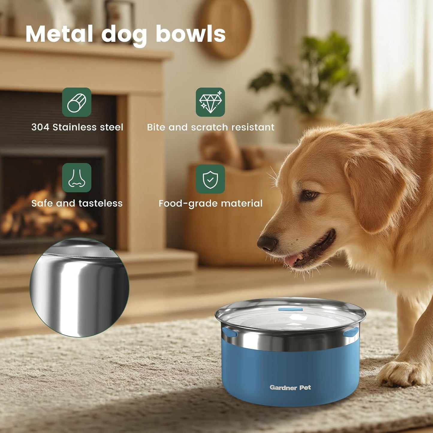 Gardner Pet Dog Bowls 1 Gallon (3.85L) Stainless Steel No Spill Dog Water Bowl, Slow Water Feeder Metal Bowls, Spill Proof Water Dispenser for Large Dogs, Promotes Healthy Hydration - Pet Explorer