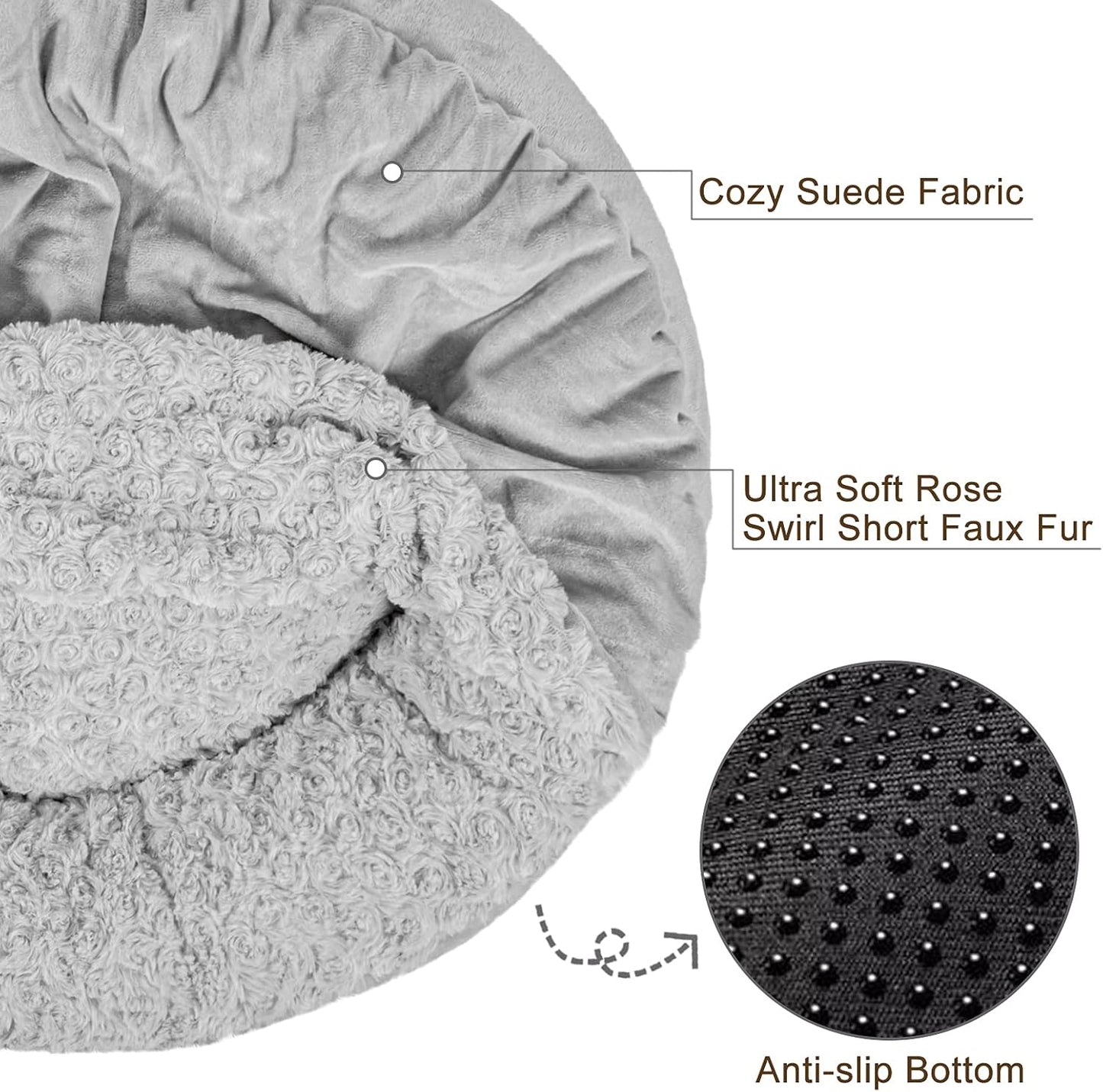 JOEJOY Dog Beds for Small Medium Dogs, Cozy Cuddler Luxury Puppy Pet Bed with Blanket Attached, Donut Round Calming Anti-Anxiety Dog Burrow Cave Bed - Anti-Slip Bottom and Machine Washable 26 inch - Pet Explorer