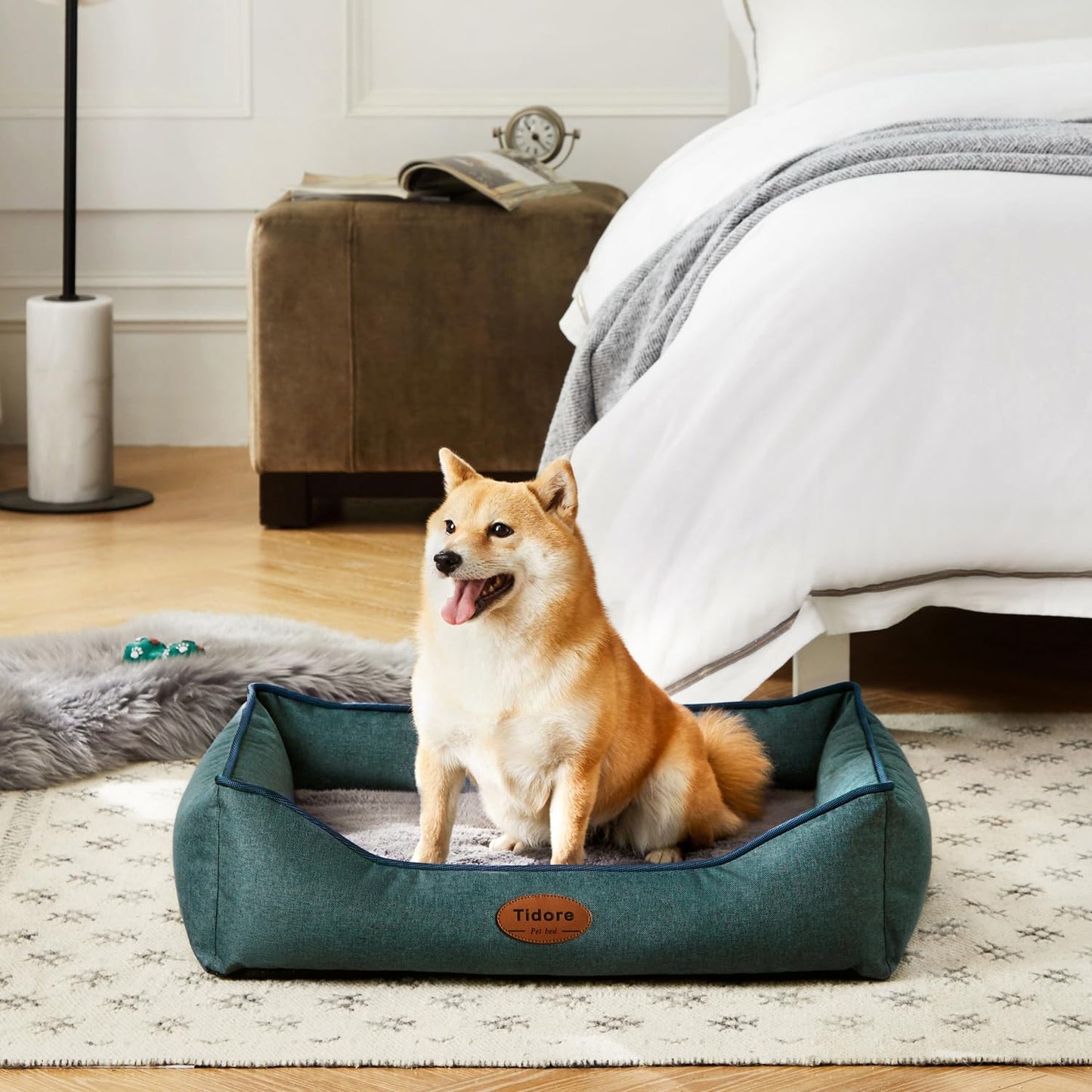 Orthopedic Dog Beds for Medium Dogs, Durable Egg Crate Foam Sofa Dog Bed wit Washable Removable Cover,Waterproof Lining,Pet Bed for Large Dogs (Olive Green, 26.4" L x 21.7" W x 6.2" Th) - Pet Explorer
