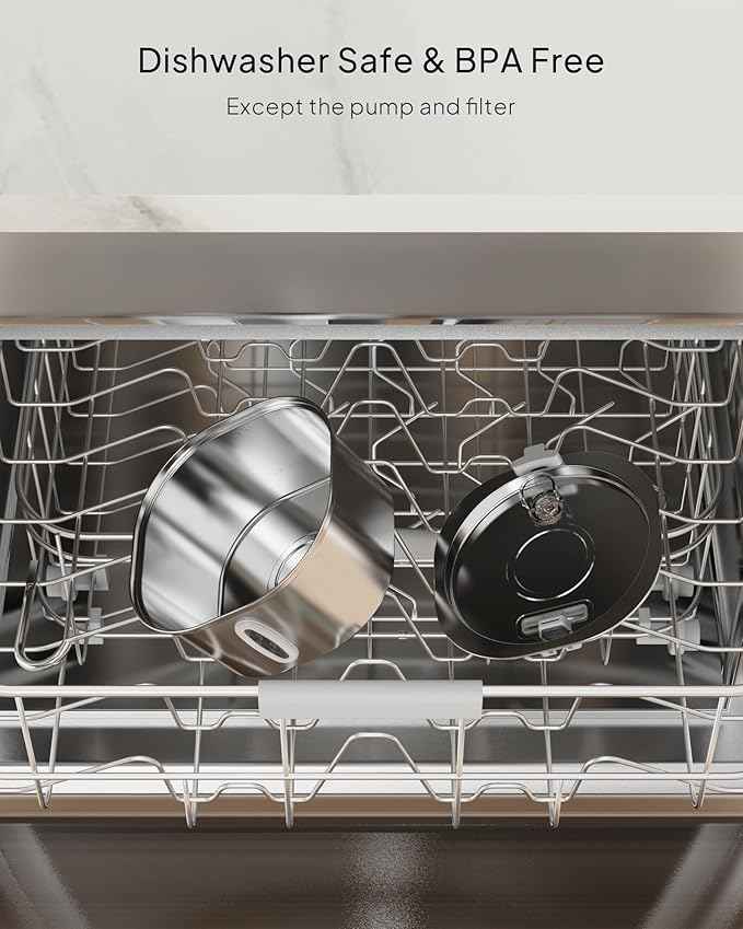 PEKTACO Stainless Steel Cat Water Fountain, 3.2L/108oz Cat Water Dispenser with Quiet Water Pump and Water-Level Window, Dishwasher Safe Pet Drinking Fountain for Cats with 6 Filters + 6 Sponges