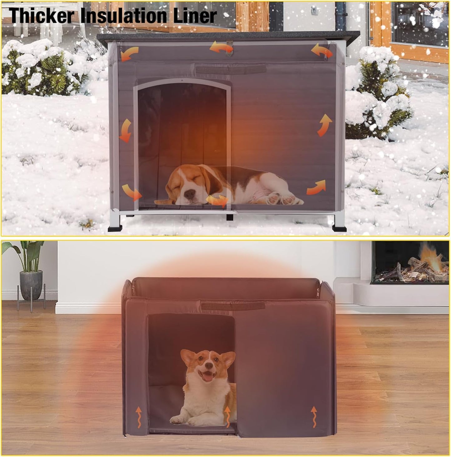 Aivituvin Insulated Dog House for Winter Outdoor Dog Kennel with All-Around Iron Frame- 100% Insulated Guarantee - Pet Explorer