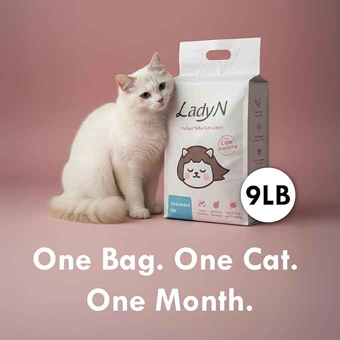 Lady N Pellet Tofu Cat Litter, Strong Clumping Ultra Absorbent, Dust-Free Low Tracking, Enviro-probiotic and Activated Carbon for Odor Control 9lb (1 Pack Unscented)