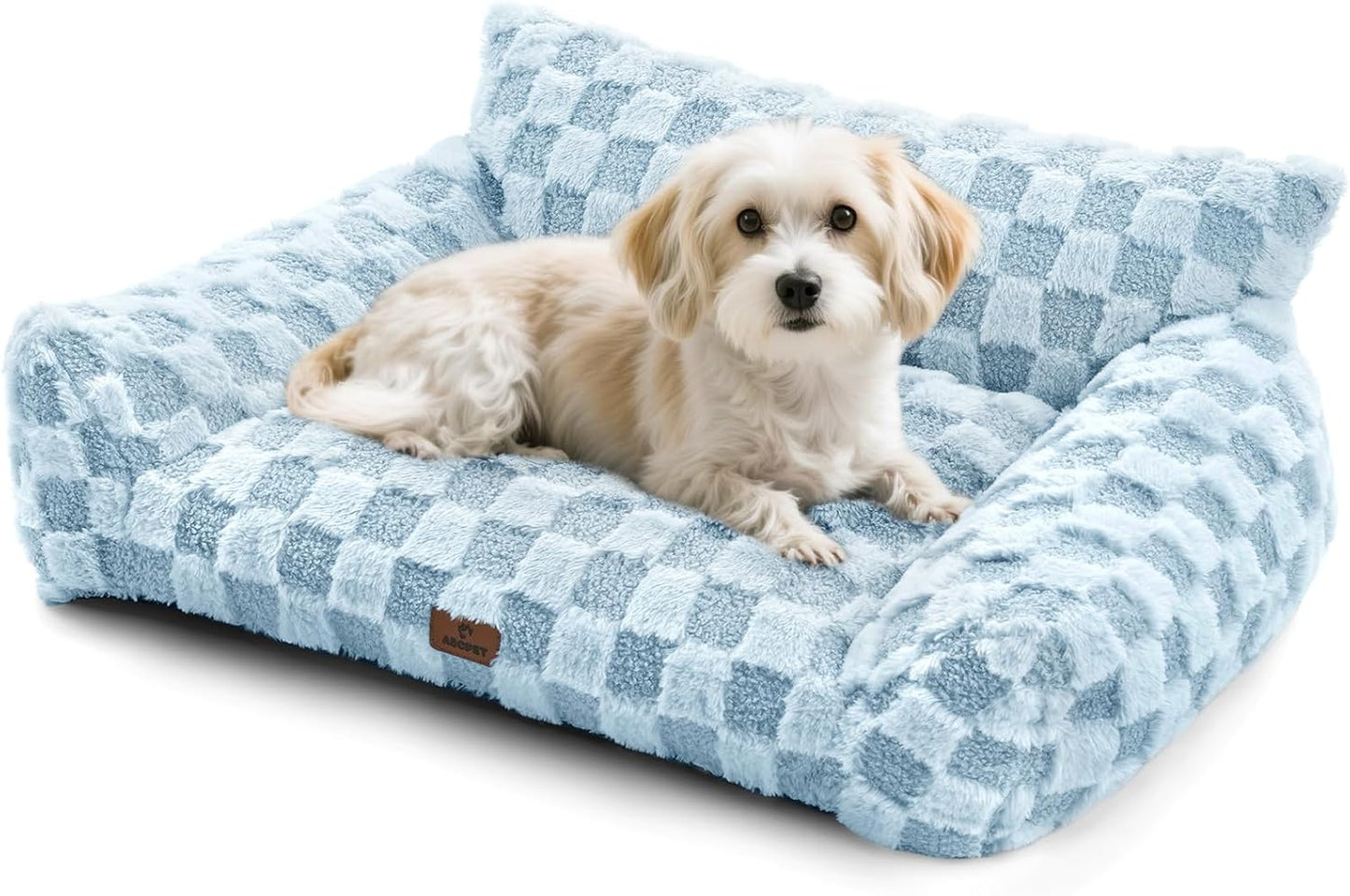 Cat Bed Cat Couch for Puppy and Kitten, Fluffy Pet Sofas Medium Dog Sofa Bed, Supportive Cats Sofa for Indoor Cats, Washable Cover & Non-Slip, 32 inch, Blue - Pet Explorer