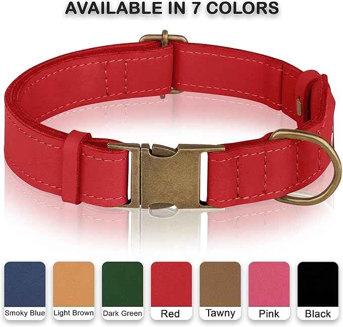 AirTag Dog Collar - Genuine Leather Dog Collar with Apple AirTag Holder and Metal Buckle - Smart GPS Tracking Pet Collars (Red, XS, 9"-12" Neck Fit)