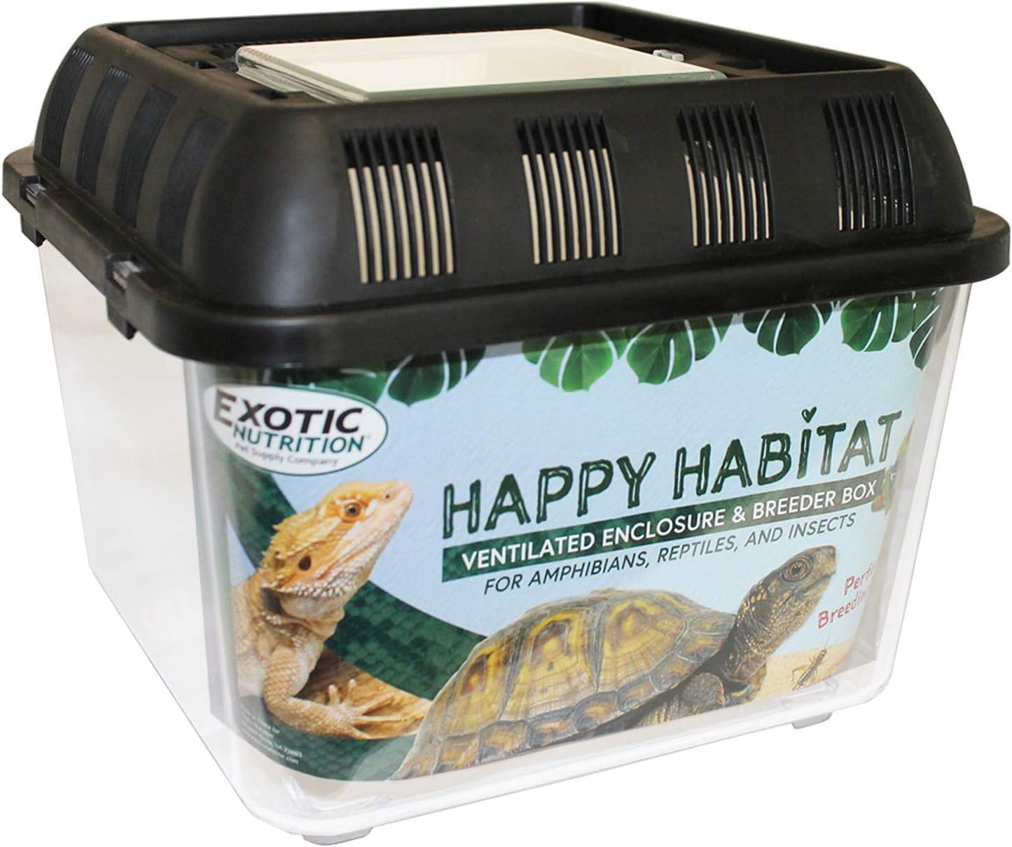 Happy Habitat (Standard) - Ventilated Enclosure & Breeder Box - for Live Feeder Insects, Reptiles, Amphibians & Other Small Pets - Durable Plastic Portable Terrarium - Pet Explorer