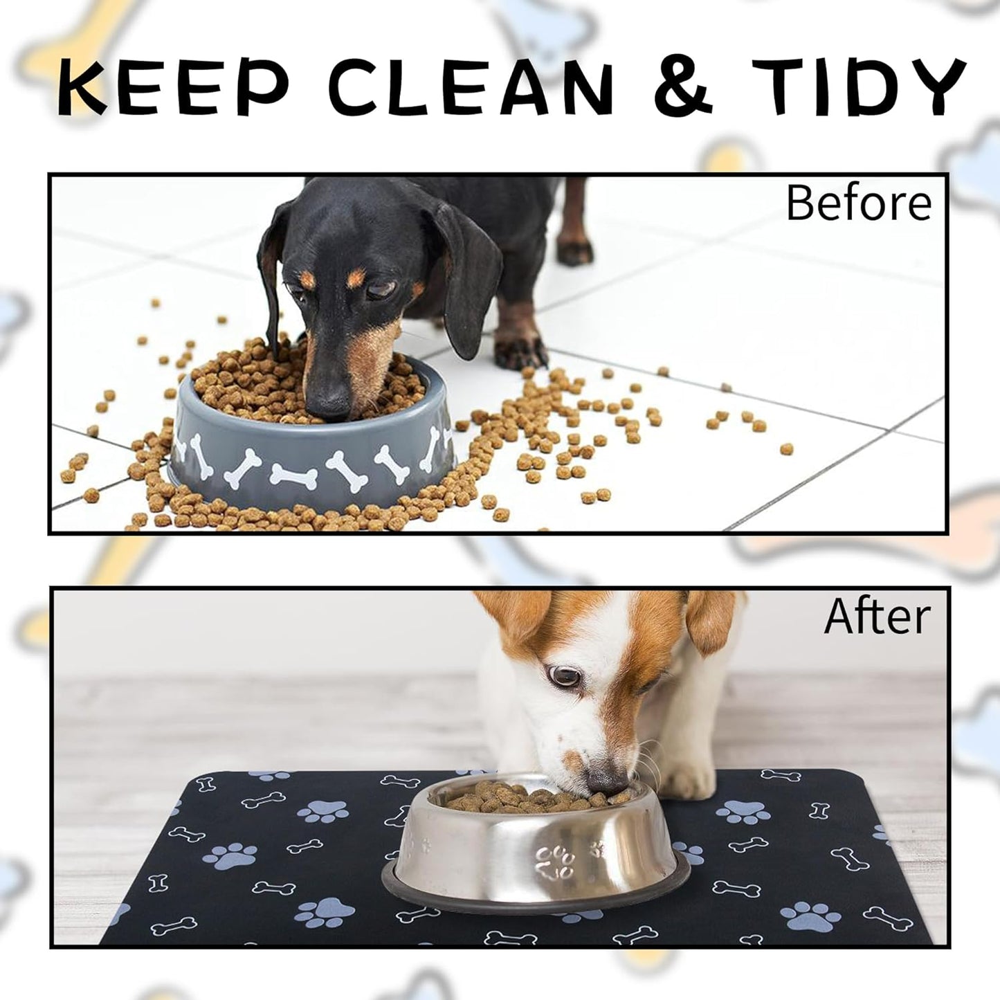 Pet Cat Dog Food Mat Non Slip Mat for Dog Water Bowl Mat Quick Dry Absorbent Cat Feeding Mat, 32 * 17 in, Brown