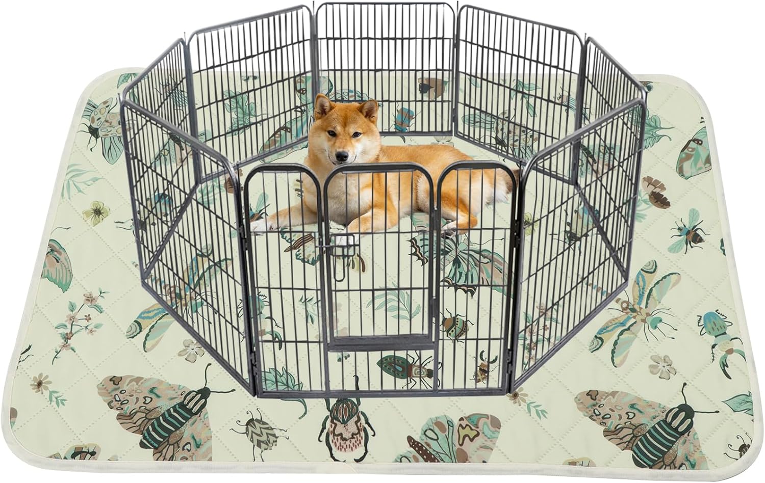 IEUUMLER Washable Pee Pads for Dogs, 1 Pack Insect Pattern Reusable Waterproof Puppy Potty Pads, Non-Slip Absorbent Pet Training Pads for Playpen Crate Bed EU014 - Pet Explorer