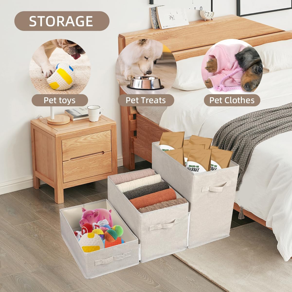Pet Stairs with Storage, Pet Step for Small Dogs and Cats, 3-Step Folding Pet Steps with Zip, Cat Stairs Dog Steps for Bed, Couch and Car Ramp (Beige, 3 Steps no Condo) - Pet Explorer