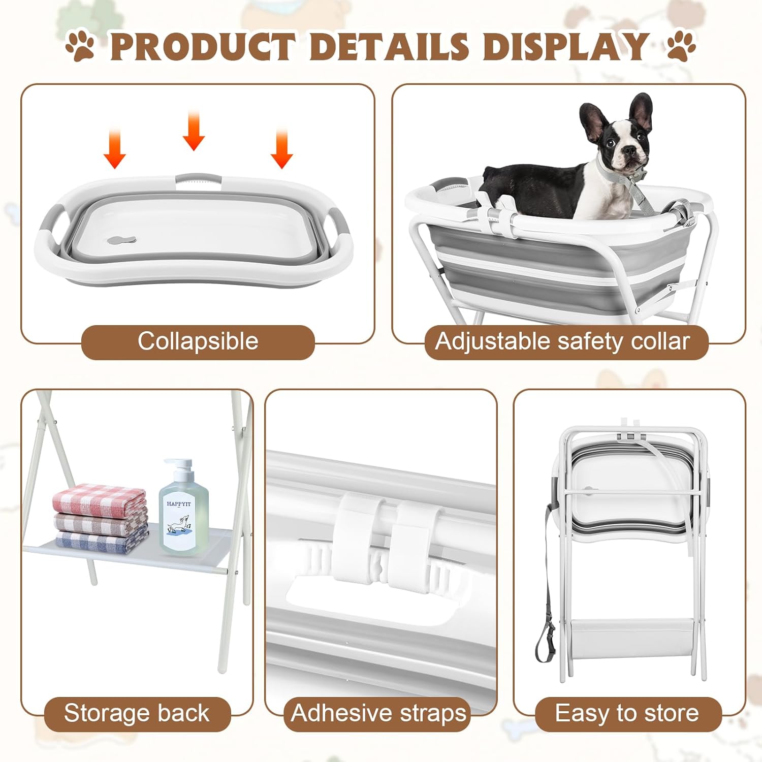 YUEPET Elevated Collapsible Dog Bathtub, Portable Shower Tub with Safety Collar, Foldable Dog Washing Station for Bathing and Grooming for Puppies Medium Dogs Cats Pets - Pet Explorer
