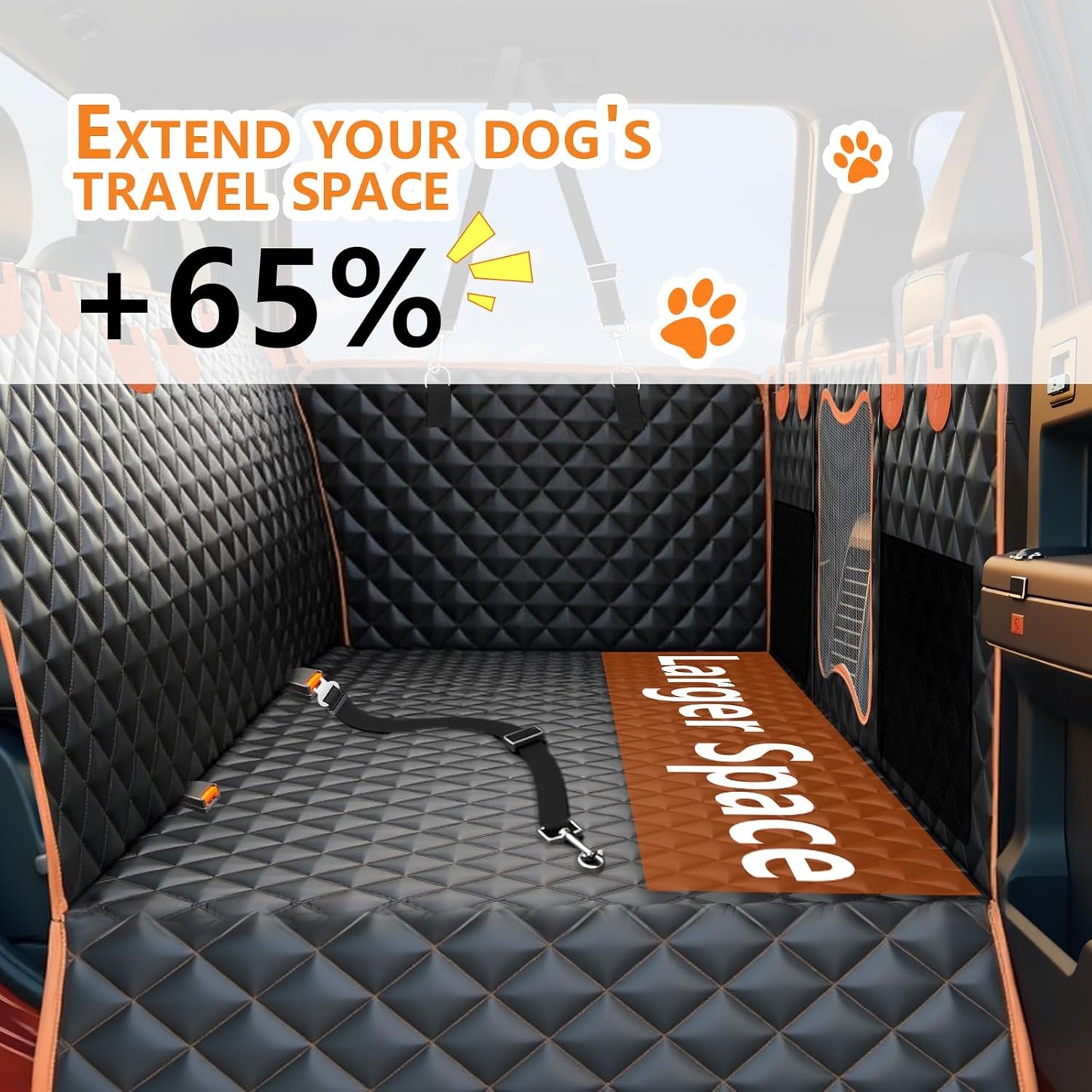 Back Seat Extender for Dogs,Dog Car Seat Cover for Back Seat with Hard Bottom Holds 500 lbs,Car Seat Protector,Waterproof Extender for Dogs,Dog HammockPet Bed for Full-Size Cars,SUVs, Small Trucks - Pet Explorer