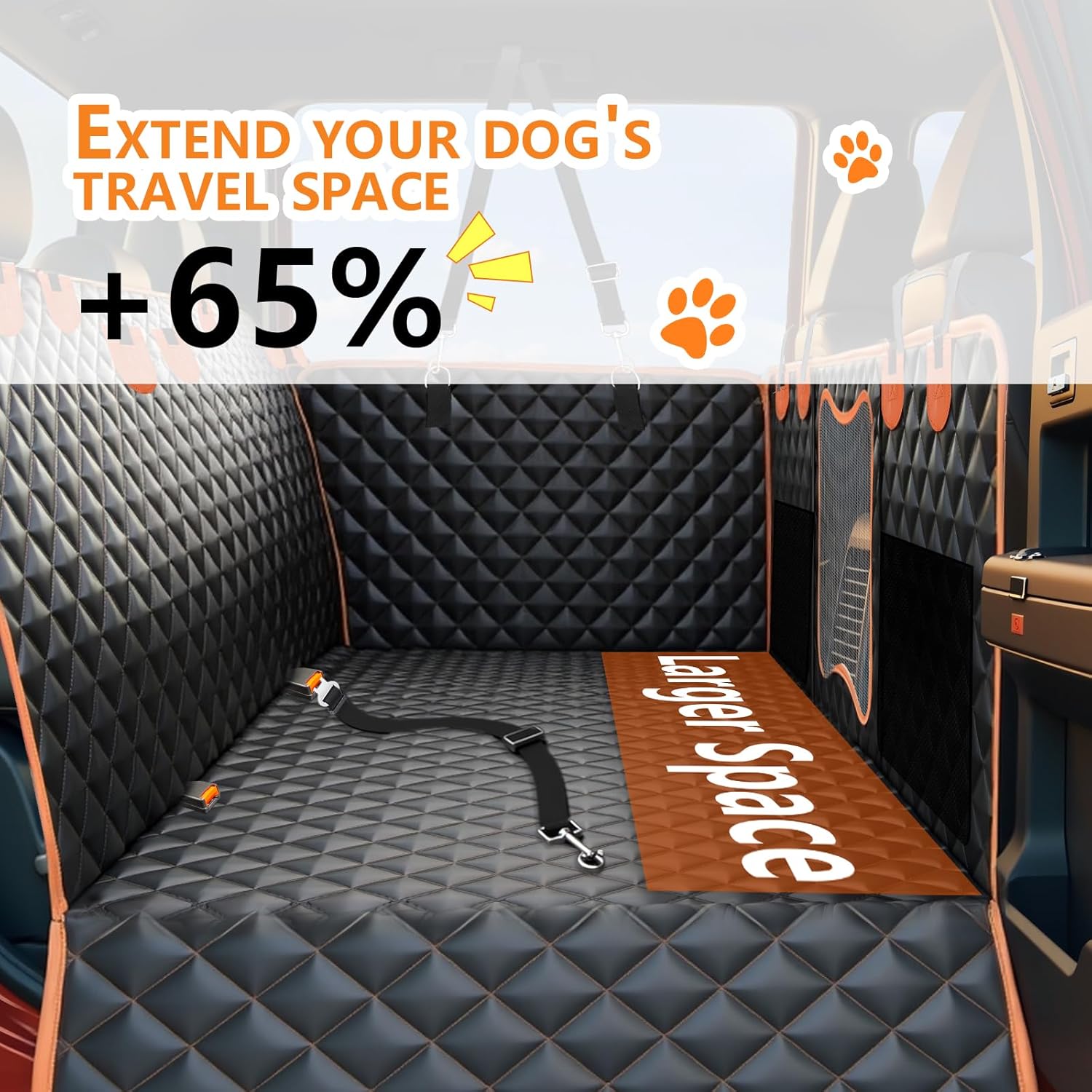 Back Seat Extender for Dogs,Dog Car Seat Cover for Back Seat with Hard Bottom Holds 500 lbs,Car Seat Protector,Waterproof Extender for Dogs,Dog HammockPet Bed for Full-Size Cars,SUVs, Small Trucks - Pet Explorer
