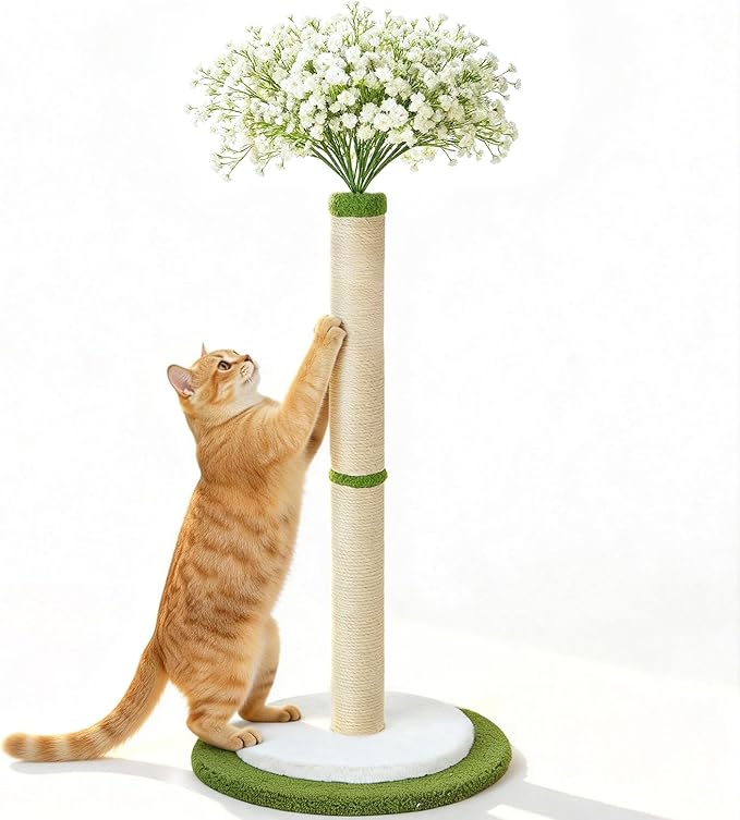 CWV 45" Tall Cat Scratching Post, Cute Starlight Bouquet Cat Scratcher for Indoor Adult Cats & Kittens, Cat Tree with Sturdy Base, Sisal Rope, Interactive Toys & Cat Gifts, Rascadores para Gatos