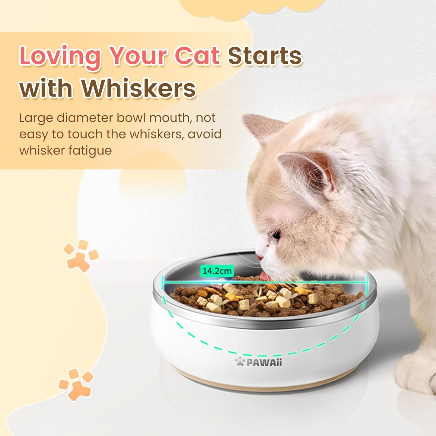 Pawaii Small Dog Bowls, 12 oz. Food Water Bowl Designed for Puppies and Cats with Non-Slip Rubber Base, Upgraded Metal Insulated, Double Stainless Steel Bowls - Pet Explorer