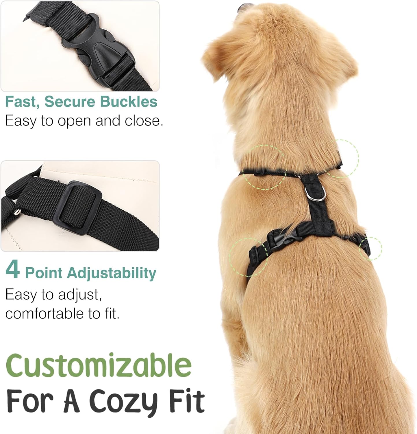 Dog Seat Belt, Safety Vest Dog Car Harness with Adjustable Buckle Dog Seat Belt for Vehicle Nylon Pet Safety Seat Belts Heavy Duty(S, Black Daisy) - Pet Explorer