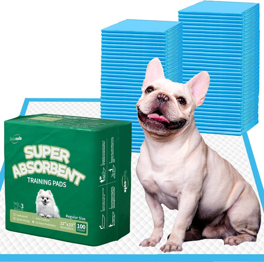IMMCUTE Puppy Pads 22"x23" 100 Count | 6-Layer Leak-Proof & Super Absorbent Dog Training Pads | Disposable Potty Pads for Puppies, Dogs, Cats & Rabbits | Blue & White - Pet Explorer