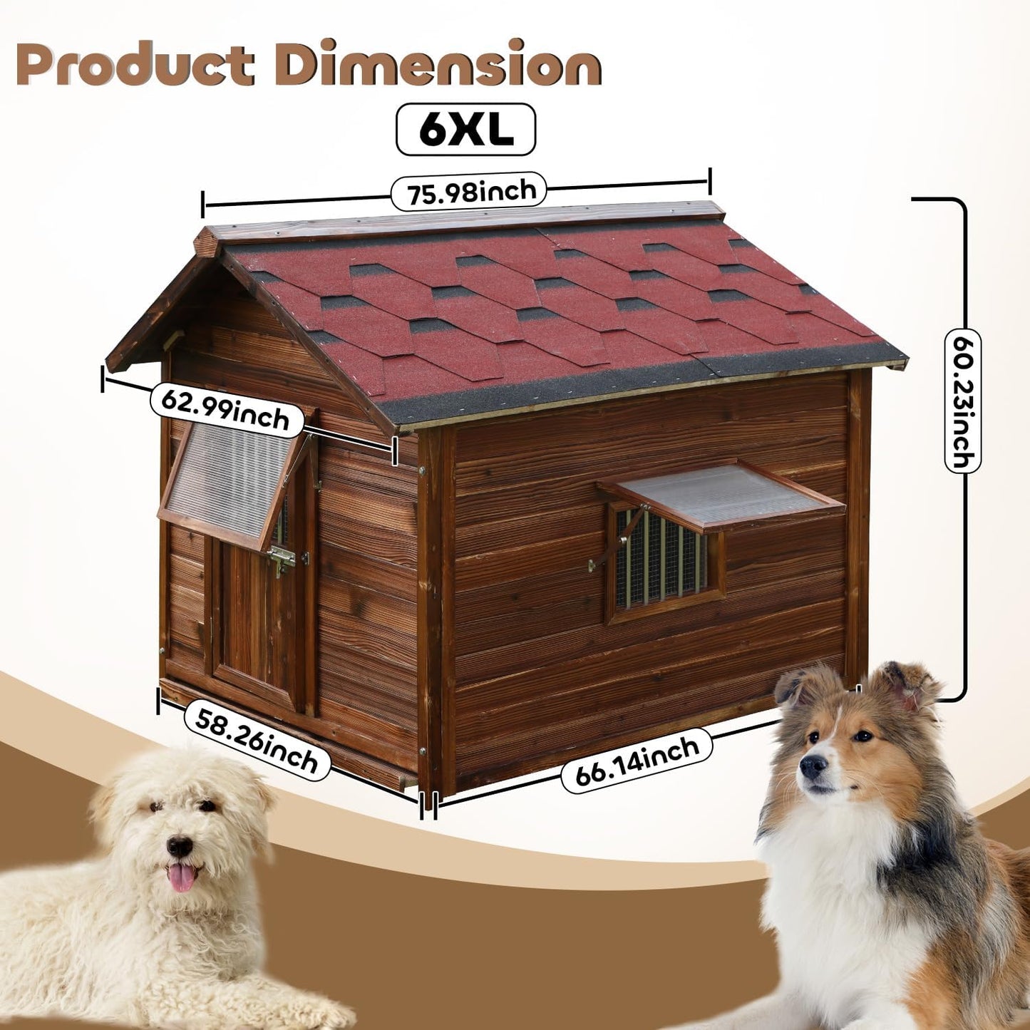 Dog House Outdoor,Solid Pine Wood Large Dog House for Big Breed,Weatherproof Dog Houses Outside with Door,Adjust Windows,Warm Dog Kennel for Outside - Pet Explorer