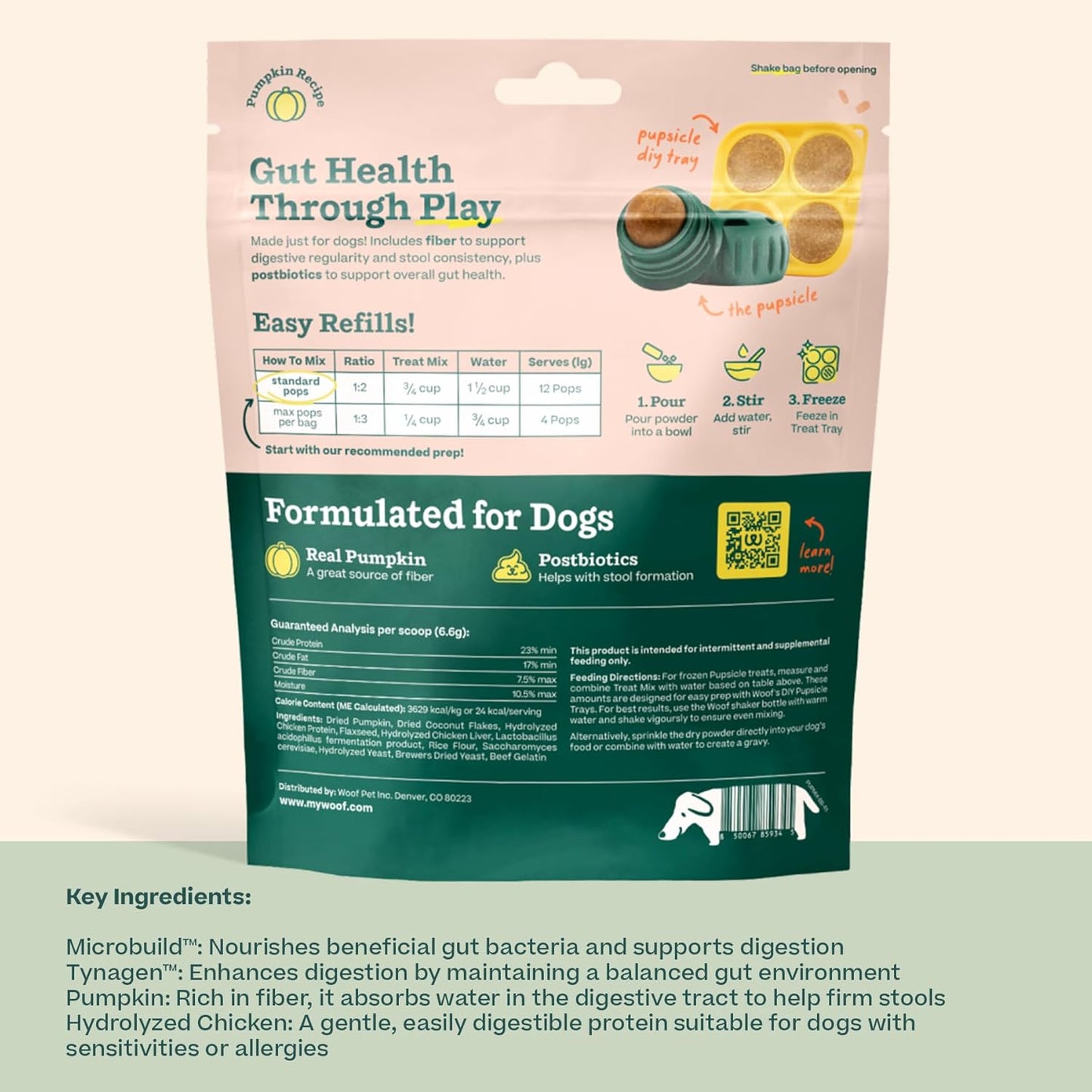 WOOF Dog Pupsicle Mix - Easy-to-Make DIY Pupsicle Refills - Tasty, Healthy Pupsicle Mix - Wholesome Ingredients - Long-Lasting Treats for Dogs - Balanced Belly Mix - Pet Explorer