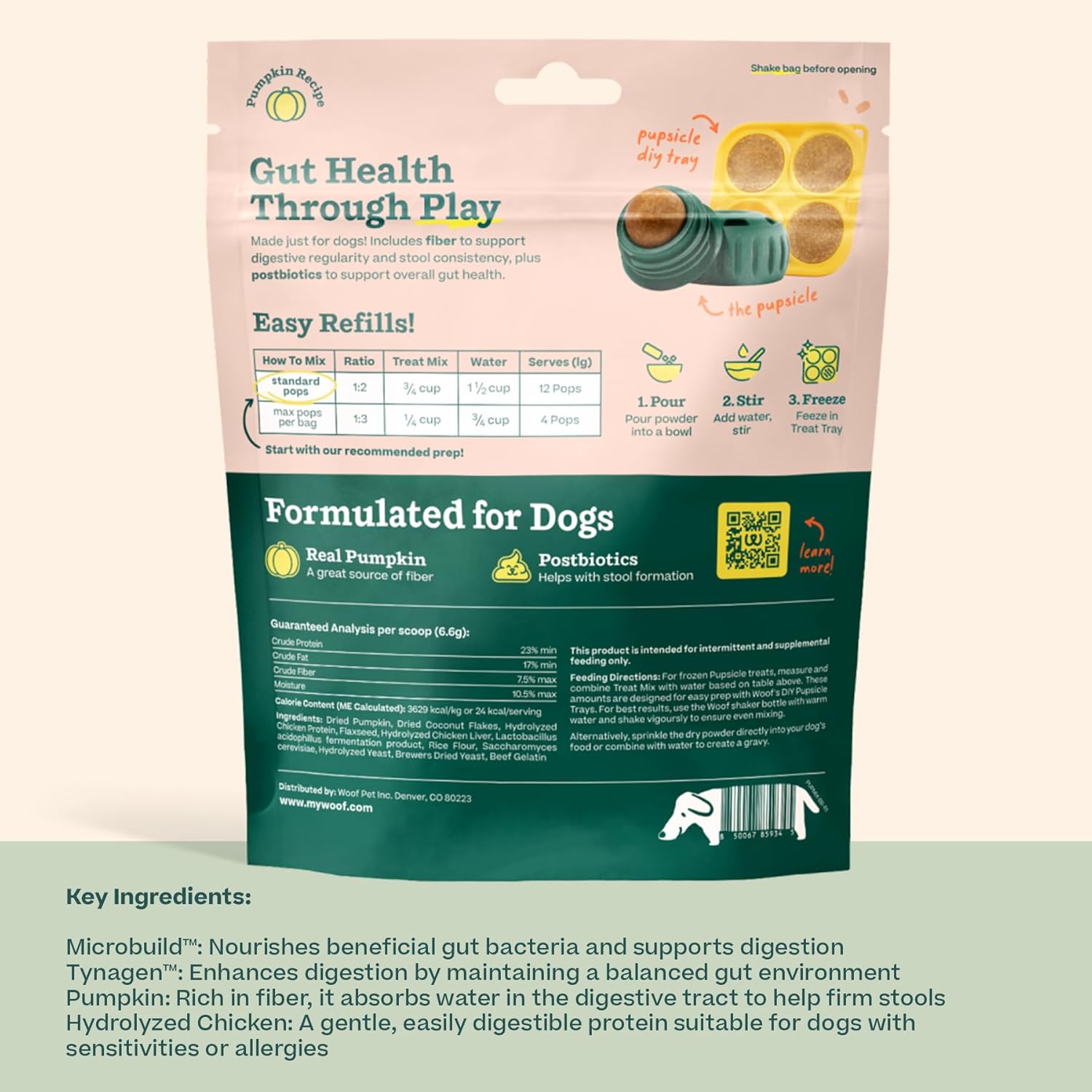 WOOF Dog Pupsicle Mix - Easy-to-Make DIY Pupsicle Refills - Tasty, Healthy Pupsicle Mix - Wholesome Ingredients - Long-Lasting Treats for Dogs - Balanced Belly Mix - Pet Explorer
