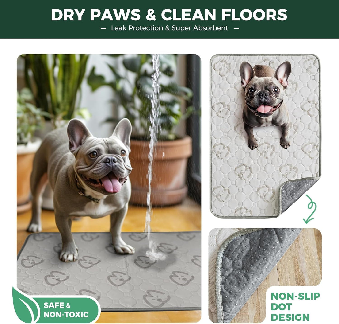 FXW Washable Pee Pads for Dogs, Puppy Pads with Super Absorbent, Specifically Designed for 30inch Cages, 29" × 18" Rectangle, Khaki, 1 Pack - Pet Explorer