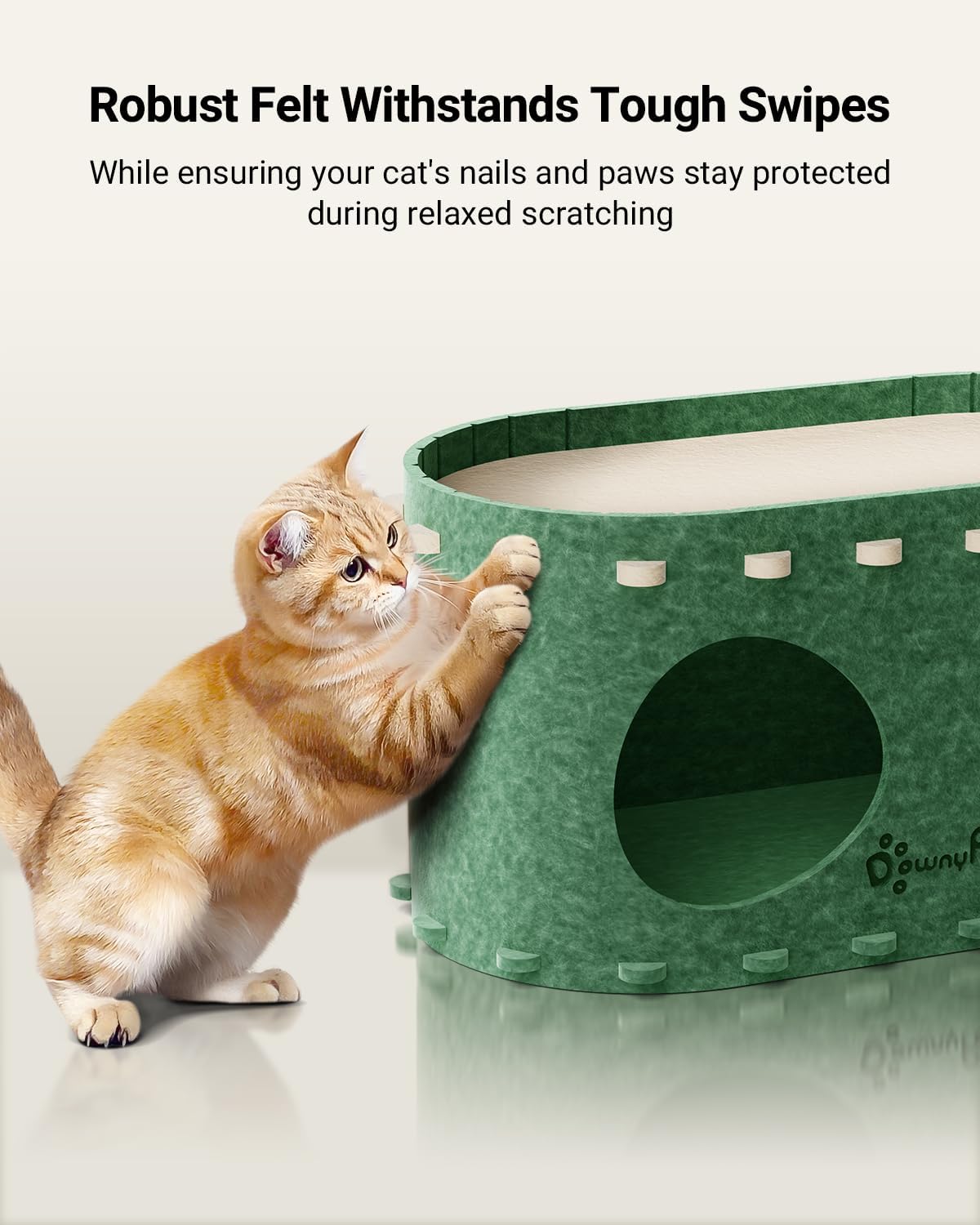 DownyPaws Cat House for Indoor Cats, Cat Bed Cave for Multiple & Large Cats Up to 22 Lbs, Scratch Resistant Peekaboo Cat Caves, Foldable Tunnel Enclosed Bed, PeekaPurr, Forest - Pet Explorer