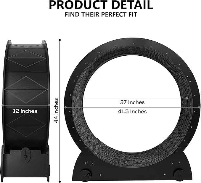 Portable Cat Running Wheel for Indoor Cats 44" Large XL 12" Wide, Cat Treadmill, Wheel with Carpeted Runway for Kitty’s Longer Life, Moveable Safe & Stable Design.
