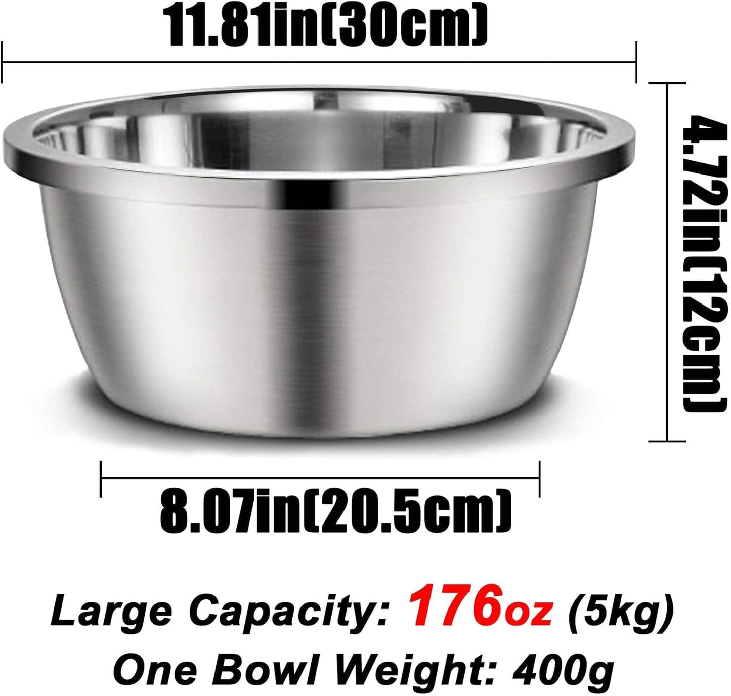 Stainless Steel Large Dog Bowl Set of 2, with 176 oz (24cup) High Capacity Metal Dog Food Bowls,Desirable Water and Food Bowls for Large, X-Large, and Giant Dogs,Heavy Duty, BPA-Free - Pet Explorer