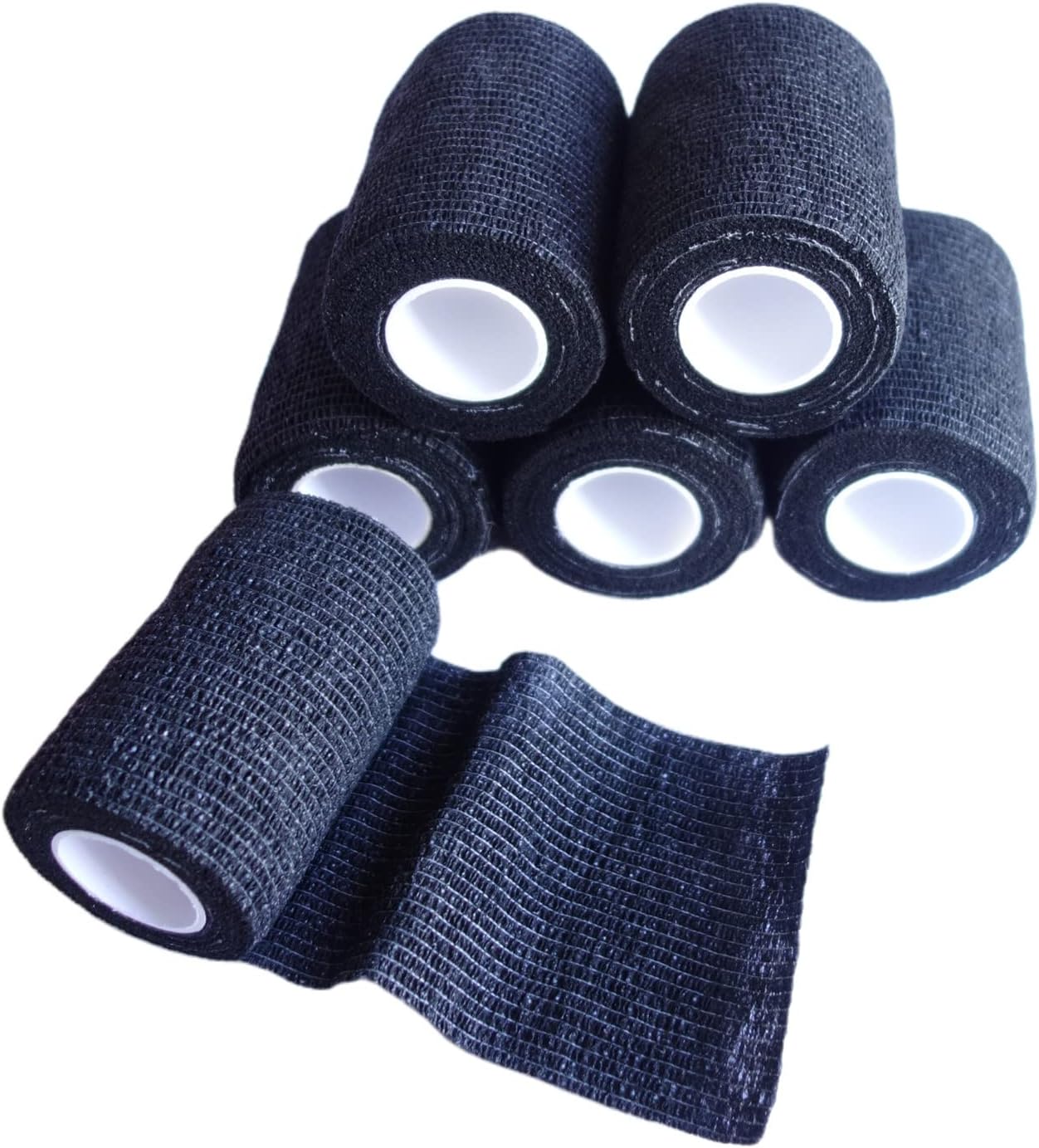 6 Pack 3" x 5 Yards Self Adhesive Bandage Wrap Breathable Cohesive Vet Wrap for Pets, Elastic Self-Adherent Tape for Sports, Wrist, Ankle (Black) - Pet Explorer