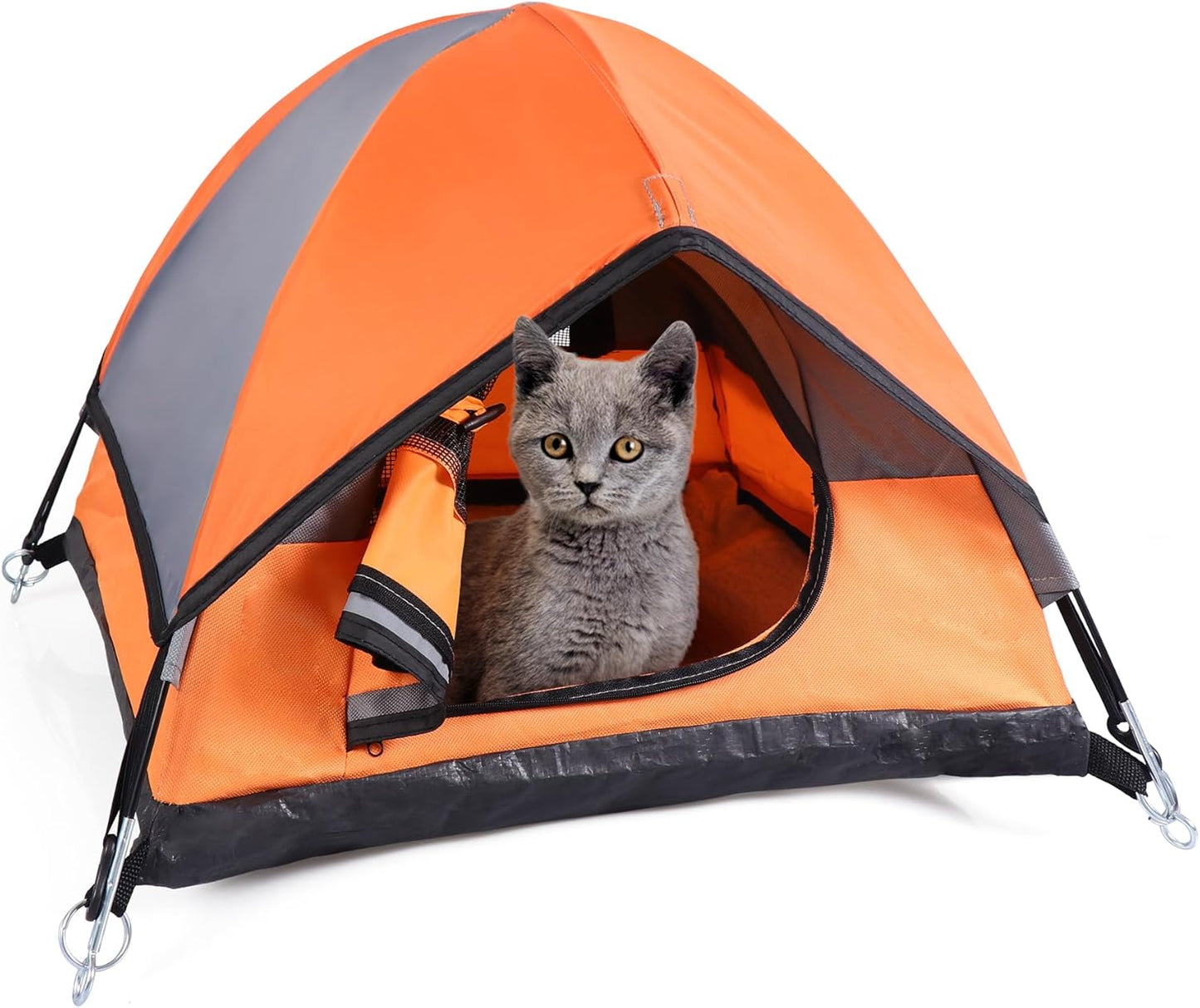 Cat Camping Tent, Cat Tent Bed, Pet Tent for Indoor Cat and Small Dog, Mini Tent (Orange, 21 x 21 x 14 Inches) - Pet Explorer