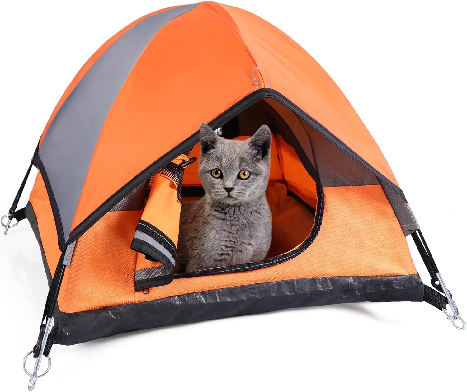 Cat Camping Tent, Cat Tent Bed, Pet Tent for Indoor Cat and Small Dog, Mini Tent (Orange, 21 x 21 x 14 Inches) - Pet Explorer