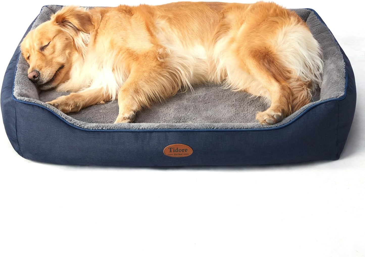 Orthopedic Dog Beds for Medium Dogs, Durable Egg Crate Foam Sofa Dog Bed wit Washable Removable Cover,Waterproof Lining,Pet Bed for Large Dogs (Navy Blue-Velvet, 39.4" L x 31.5" W x 7.4" Th) - Pet Explorer